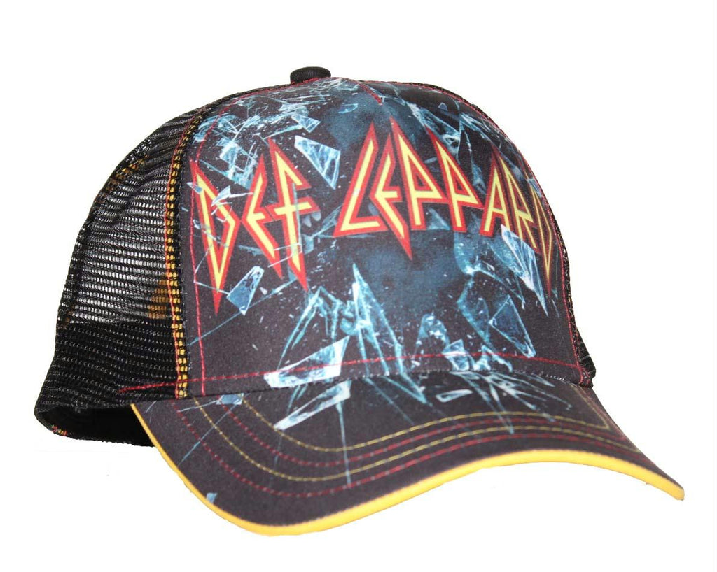Def Leppard Broken Glass Mesh Back Trucker Hat - Yellow