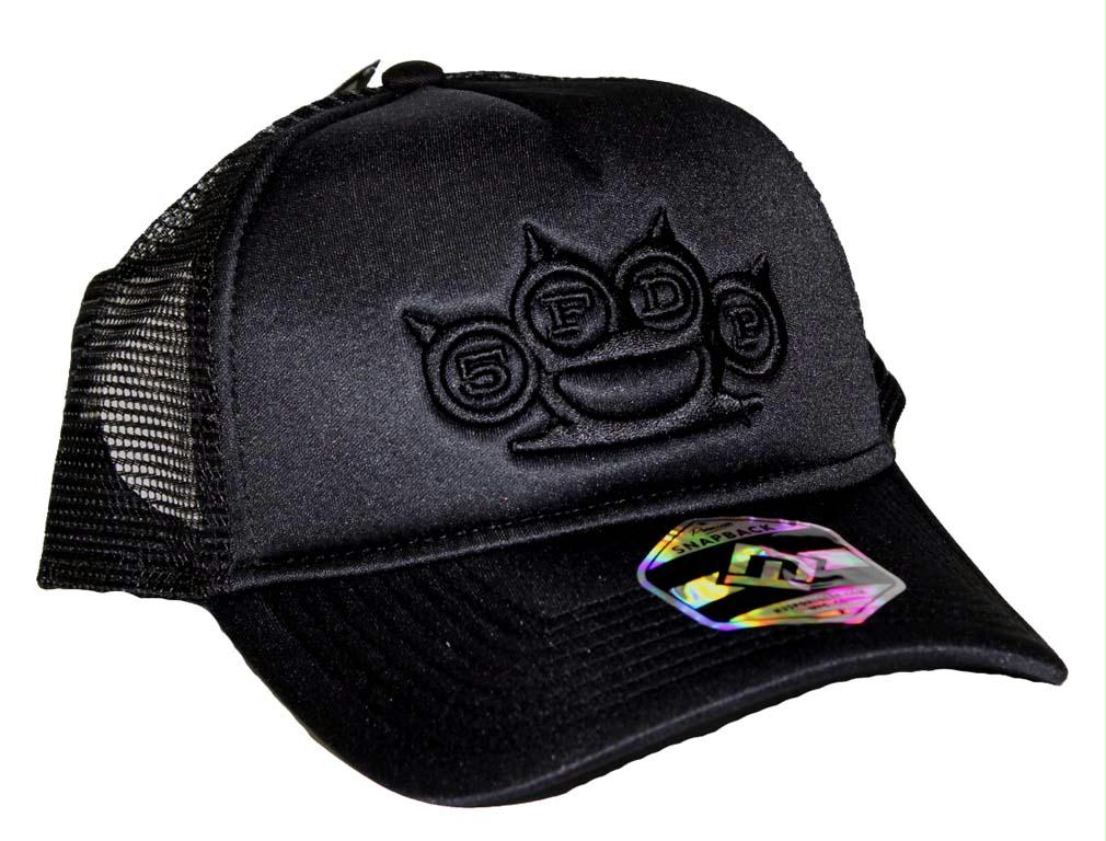 Five Finger Death Punch Black on Black Snapback Hat - Black