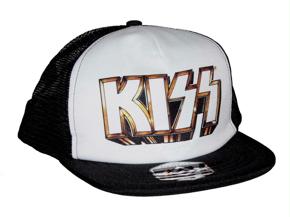 KISS Gold Logo Snapback Trucker Hat - White