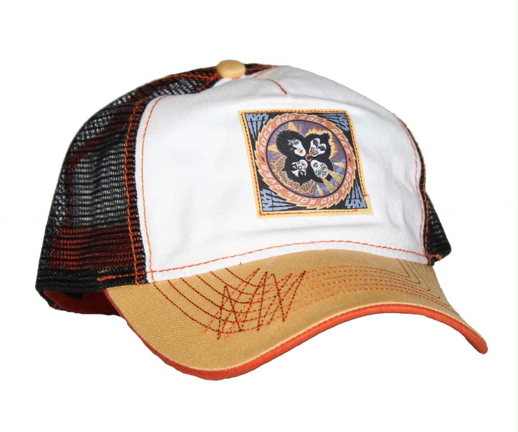 KISS Rock and Roll Mesh Back Trucker Hat - Orange