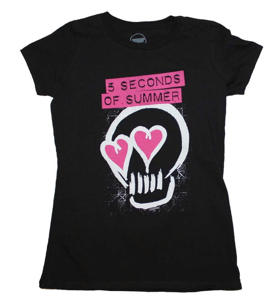 5 Seconds of Summer Pink Heartskull Junior's T-Shirt