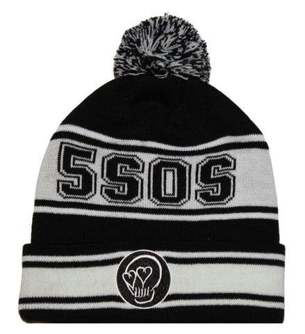 5 Seconds of Summer Heartskull Pom Beanie Hat - Black