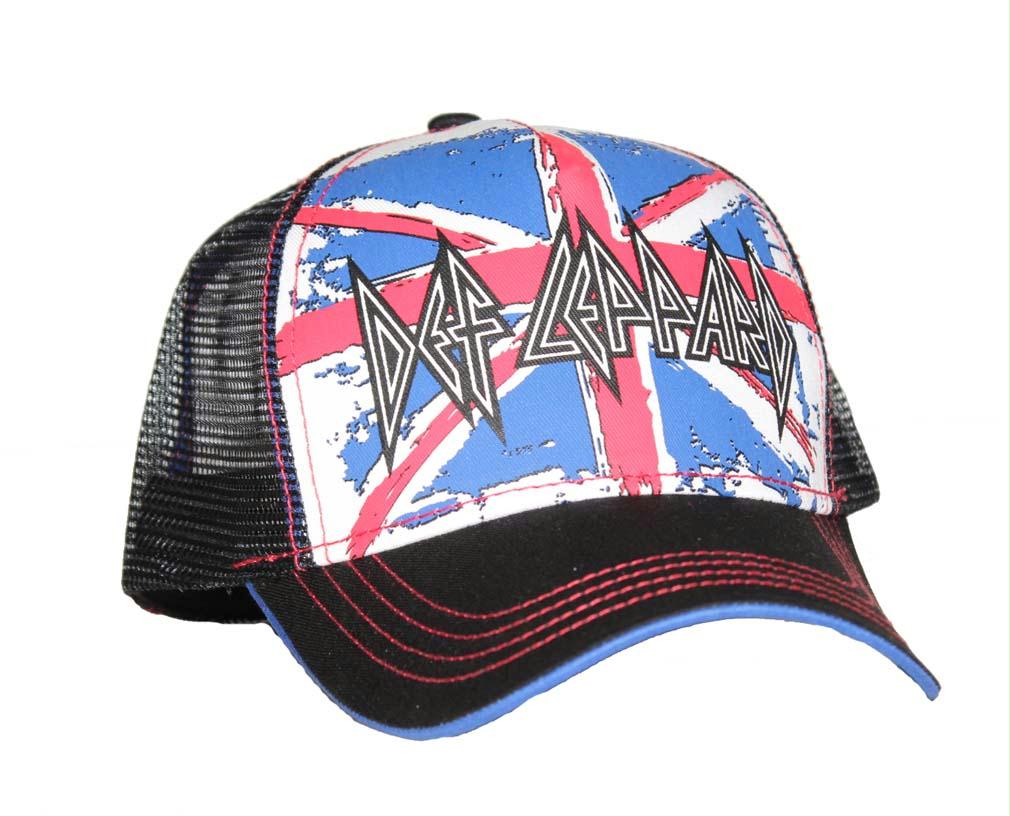 Def Leppard Union Jack Mesh Back Trucker Hat - Blue