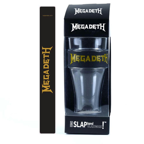 Megadeth Gold Logo Heavy Duty Slap Band Pint Glass