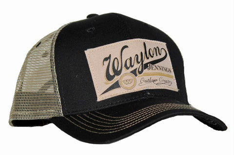 Waylon Jennings Outlaw Country Trucker Hat - Black